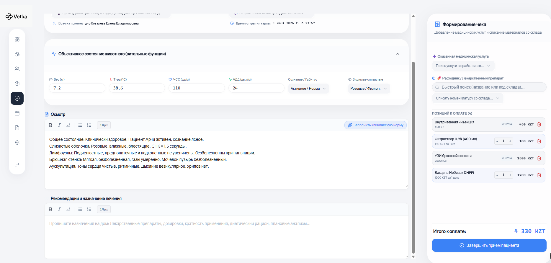 VetCRM — patient timeline view